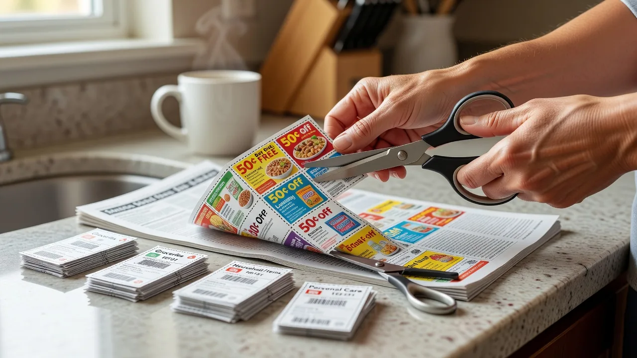 Clipping coupons from magazine