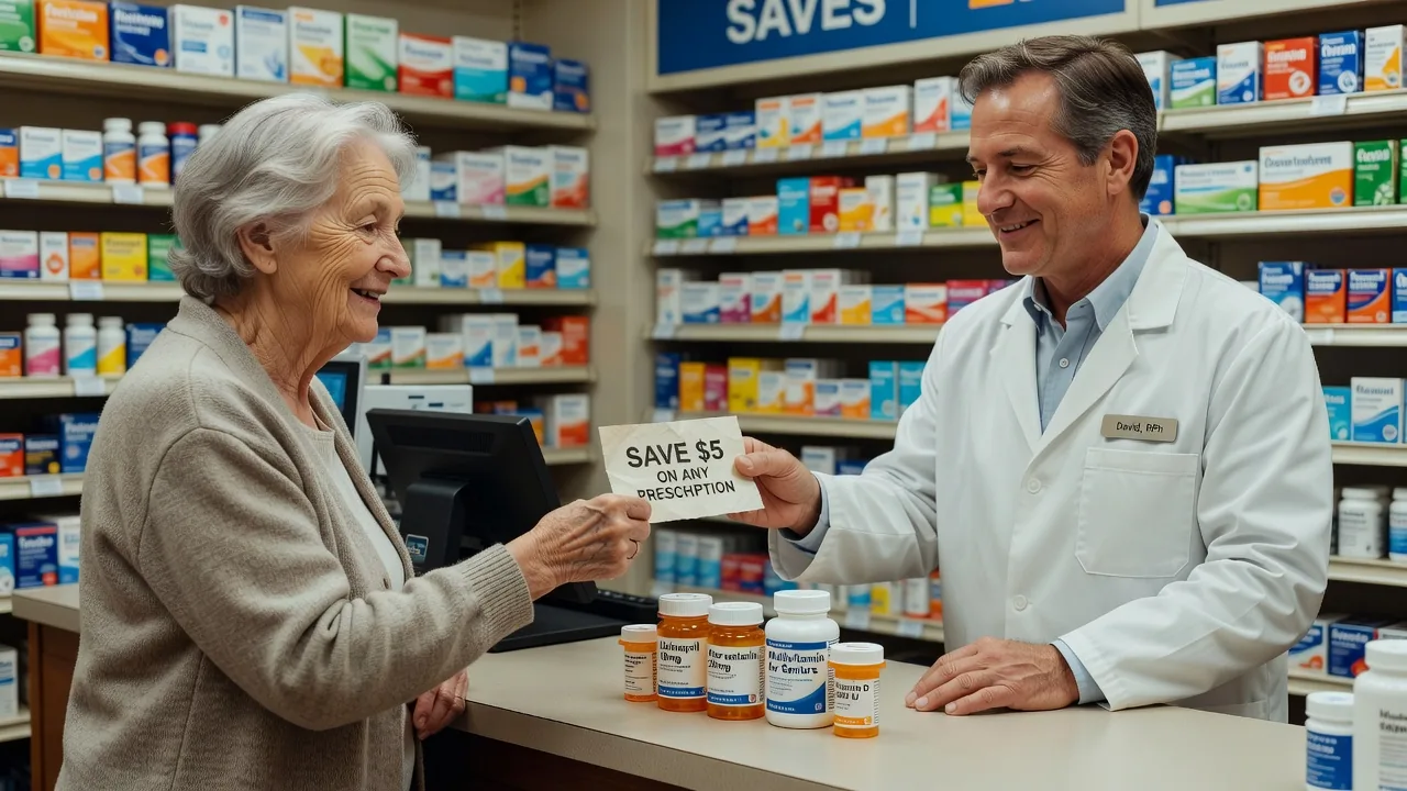 Customer using coupon at pharmacy