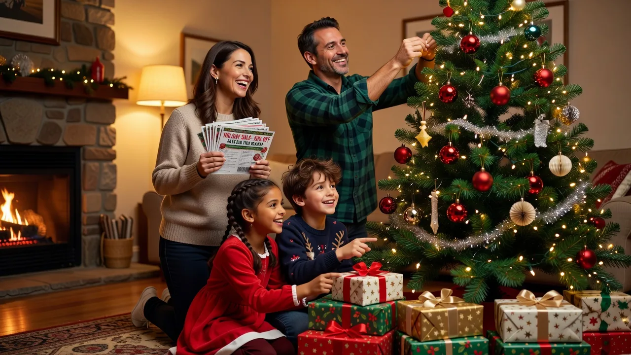 Family holiday shopping with coupons
